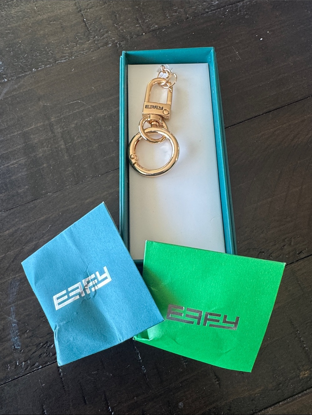 EFFY Gold Keychain Ring/ purse charm- with two EFFY bells. Royal Caribbean Icon